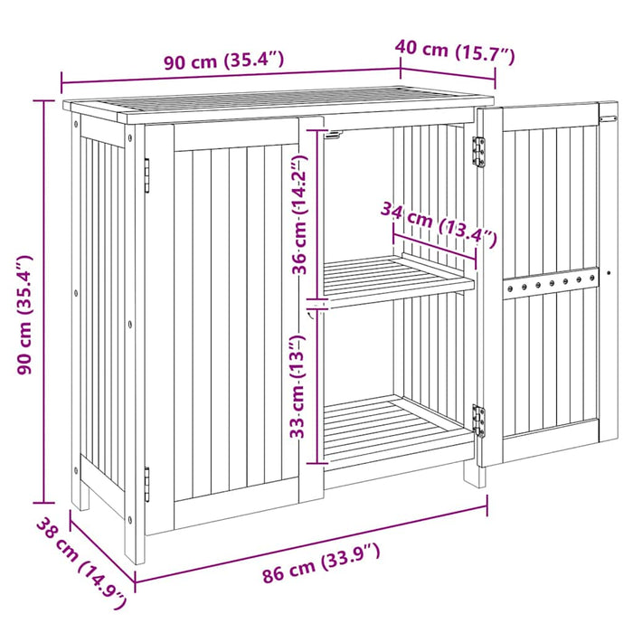 Garden Cabinet Brown 90 X 40 X 90 Cm Solid Acacia Wood Axbbotlo