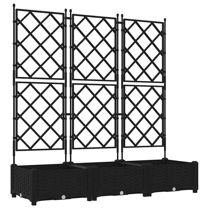 Garden Planter With Trellis 3 Pcs Black 120 X 40 X 125.5 Cm Pp Axbbxntk