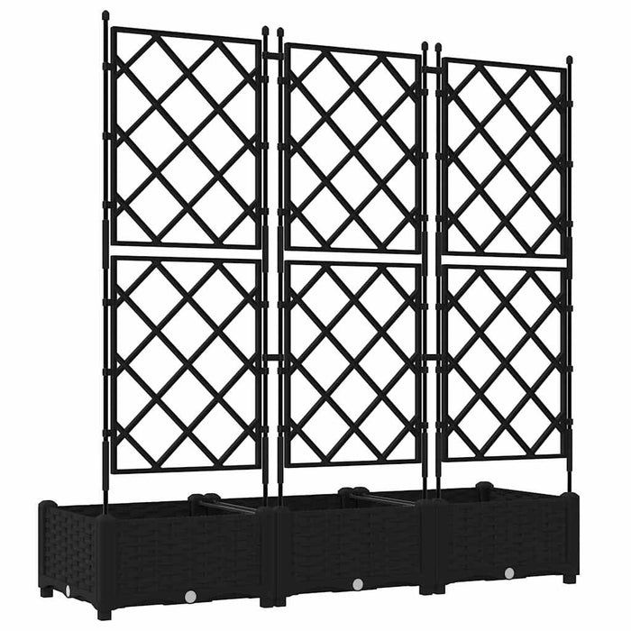 Garden Planter With Trellis 3 Pcs Black 120 X 40 X 125.5 Cm Pp Axbbxntk
