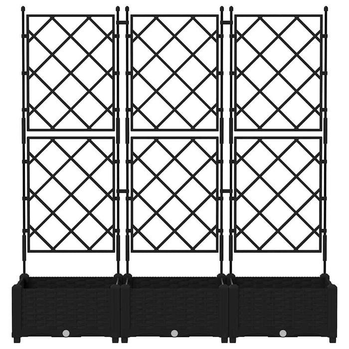 Garden Planter With Trellis 3 Pcs Black 120 X 40 X 125.5 Cm Pp Axbbxntk