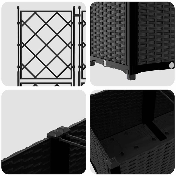 Garden Planter With Trellis 3 Pcs Black 120 X 40 X 143 Cm Pp Axbbxnab
