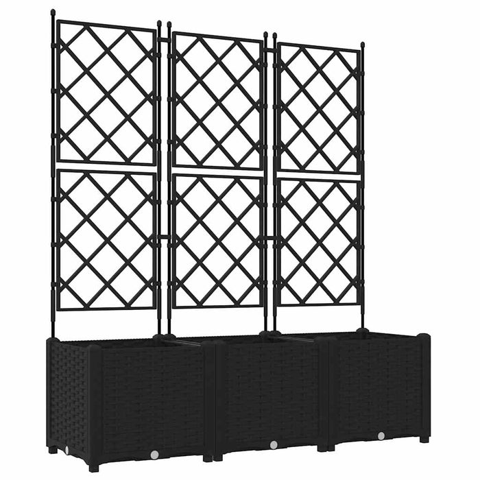 Garden Planter With Trellis 3 Pcs Black 120 X 40 X 143 Cm Pp Axbbxnab