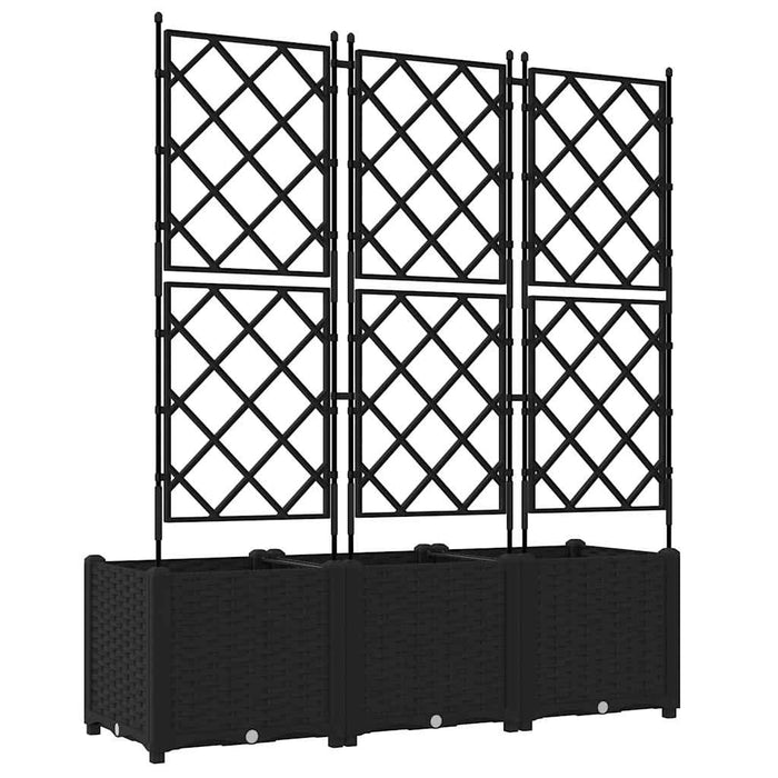 Garden Planter With Trellis 3 Pcs Black 120 X 40 X 143 Cm Pp Axbbxnab