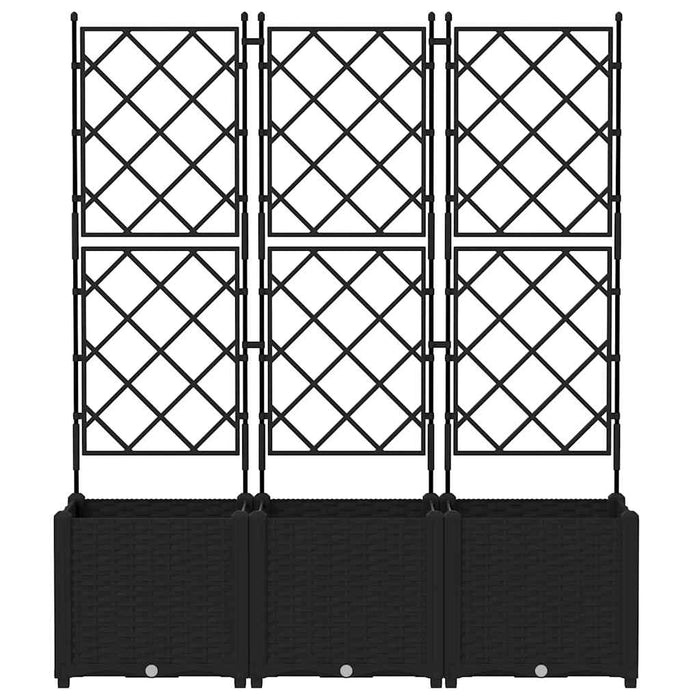 Garden Planter With Trellis 3 Pcs Black 120 X 40 X 143 Cm Pp Axbbxnab