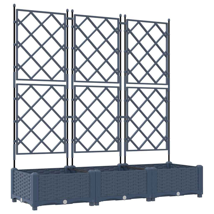 Garden Planter With Trellis 3 Pcs Grey 120 X 40 X 125.5 Cm Pp Axbbxnlx