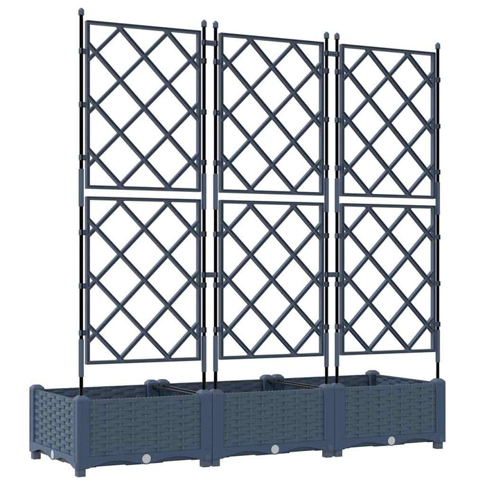Garden Planter With Trellis 3 Pcs Grey 120 X 40 X 125.5 Cm Pp Axbbxnlx