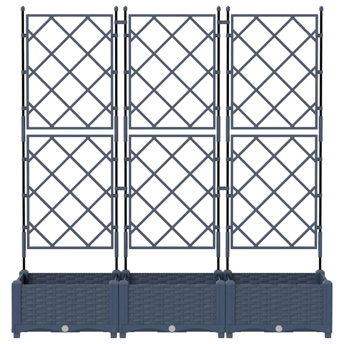 Garden Planter With Trellis 3 Pcs Grey 120 X 40 X 125.5 Cm Pp Axbbxnlx