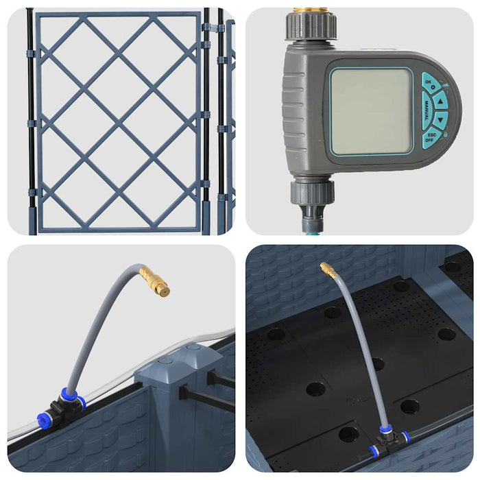 Garden Planters Grey 120 X 40 X 126 Cm Steel Axbbxnip