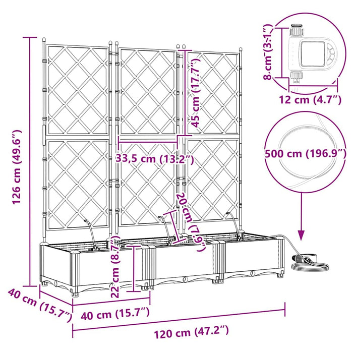 Garden Planters Grey 120 X 40 X 126 Cm Steel Axbbxnip
