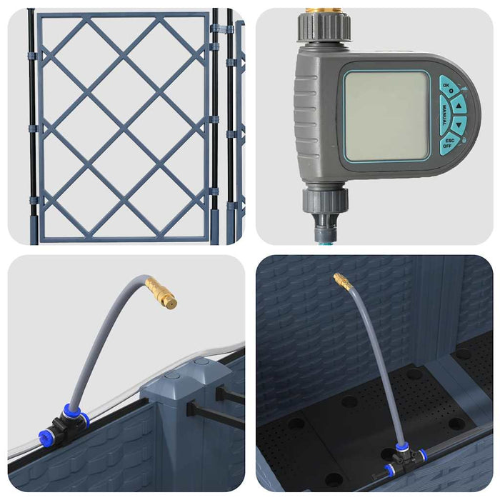 Garden Planters Grey 120 X 40 X 142 Cm Steel Axbbxnil