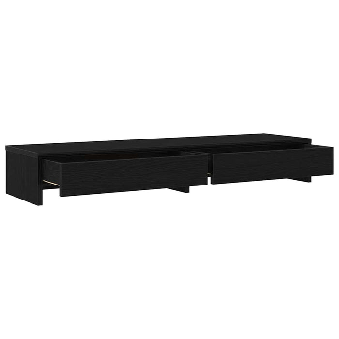 Monitor Stand With Drawers Black Oak 100X27X15Cm Engineered Wood Nlnbnl