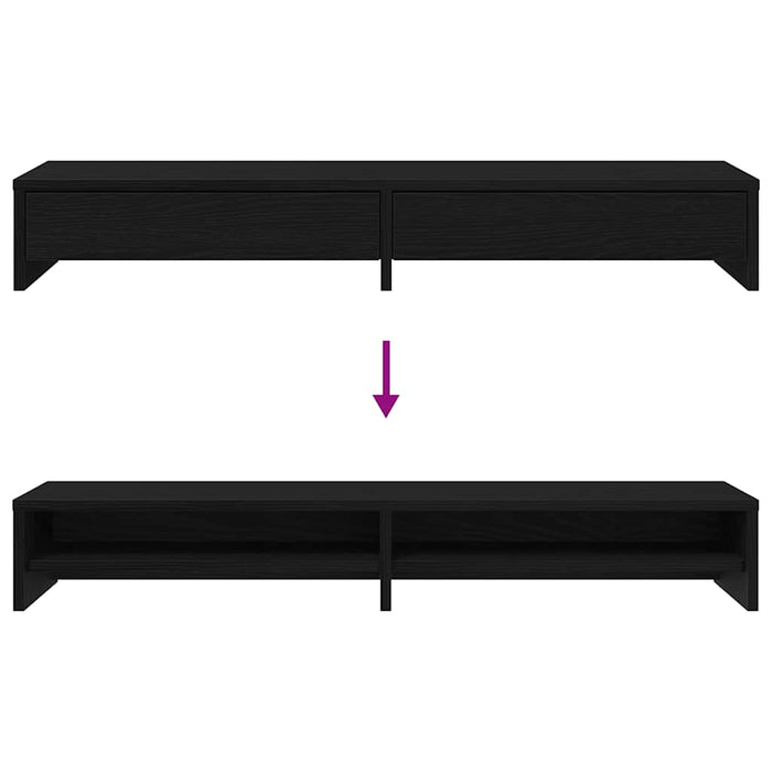 Monitor Stand With Drawers Black Oak 100X27X15Cm Engineered Wood Nlnbnl