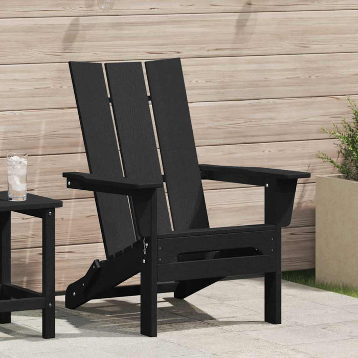 Folding Adirondack Chair Black 74.5 X 80.5 X 90Cm Plastic Axbbllok
