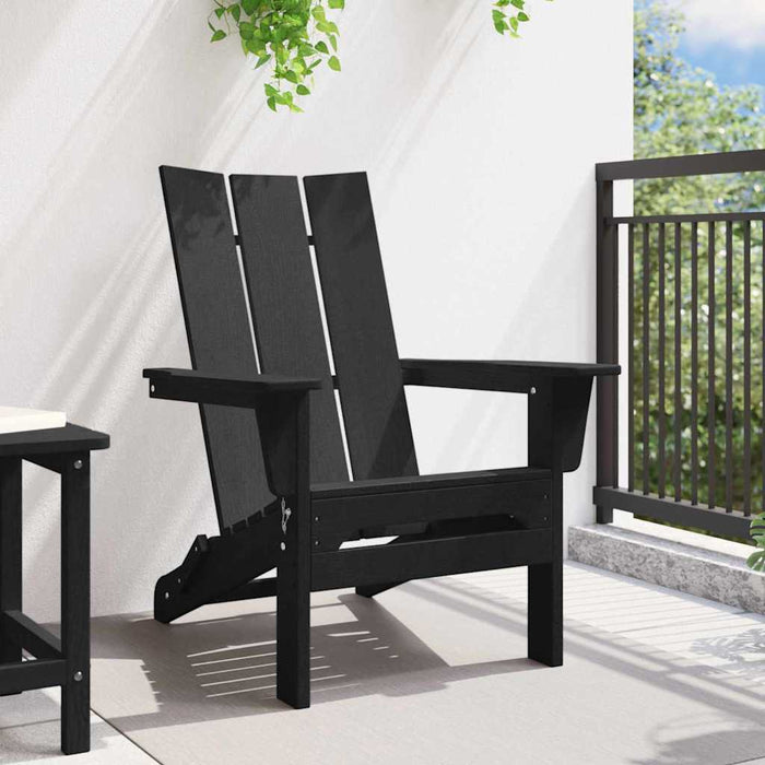Folding Adirondack Chair Black 74.5 X 80.5 X 90Cm Plastic Axbbllok