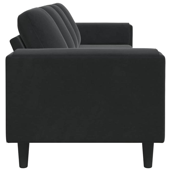 Sofa Set Black Velvet Tttpbkl