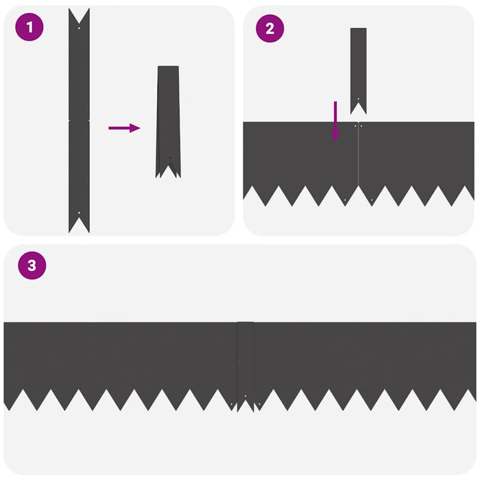 Lawn Edgings 50 Pcs Black 100 X 0.5 X 20 Cm Steel Tttpiia