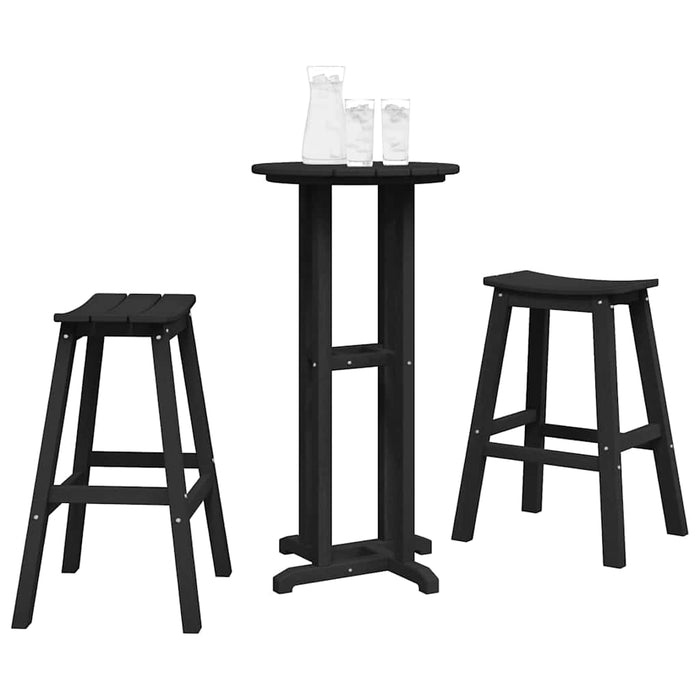 Garden Bar Set 3 Pcs Black Hdpe Tttpnbx
