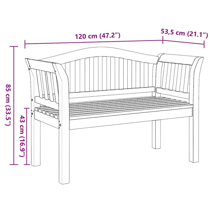 Garden Bench Brown 120 X 53.5 X 85 Cm Solid Teak Wood Axbbltal