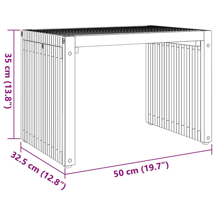 Garden Side Table Brown 50 X 32.5 X 35 Cm Solid Teak Wood Axbbltpt
