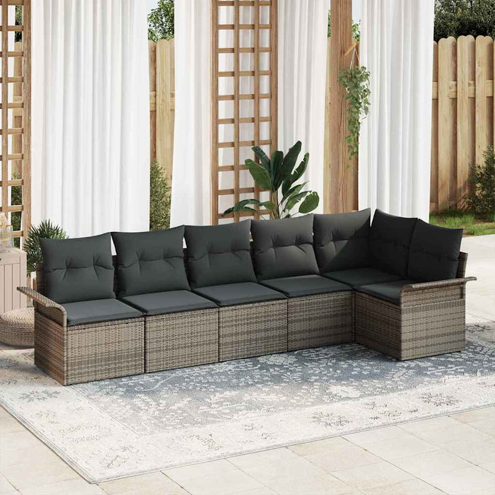 Garden Sofa Set With Cushion 6 Pcs Grey Poly Rattan Ttaptik