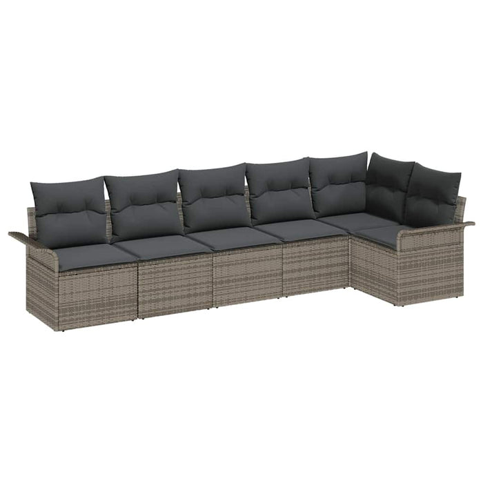 Garden Sofa Set With Cushion 6 Pcs Grey Poly Rattan Ttaptik