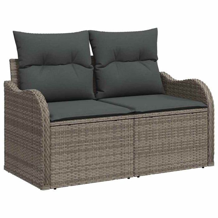 Garden Sofa Set With Cushion 3 Pcs Grey Poly Rattan Ttapppk