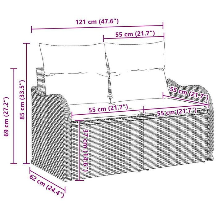 Garden Sofa Set With Cushion 3 Pcs Grey Poly Rattan Ttapppk