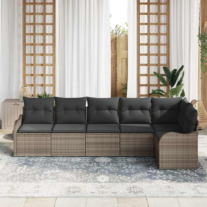Garden Sofa Set Grey Poly Rattan Ttapiok