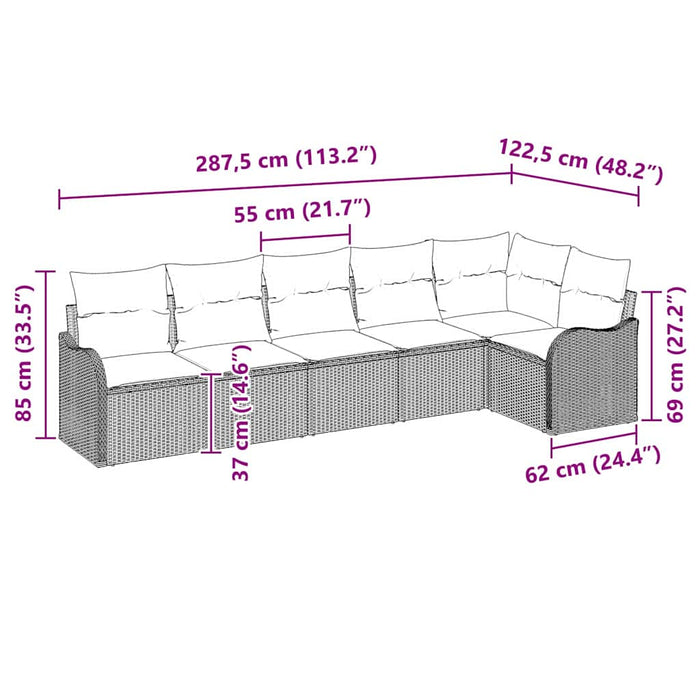 Garden Sofa Set Black Poly Rattan Ttapixt