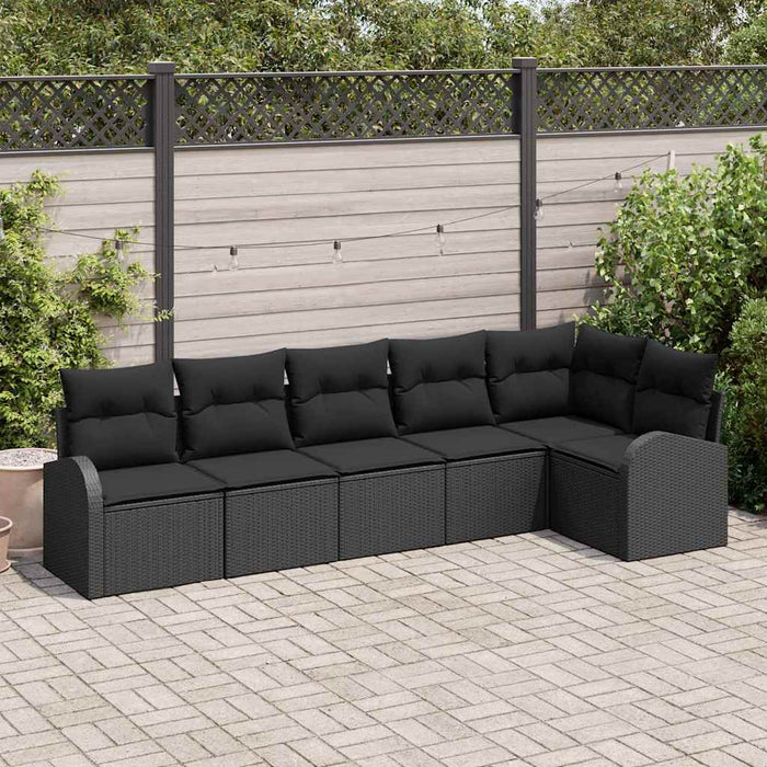 Garden Sofa Set With Cushion 6 Pcs Black Poly Rattan Ttalblt