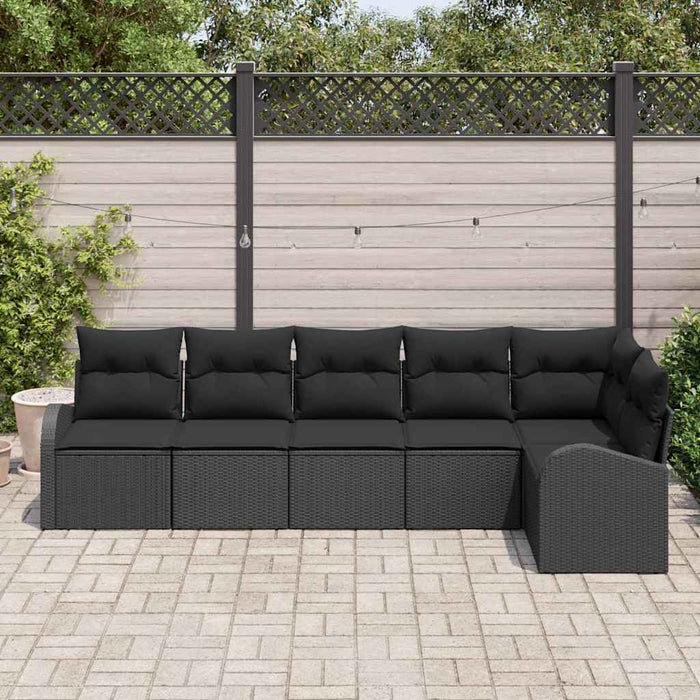 Garden Sofa Set With Cushion 6 Pcs Black Poly Rattan Ttalblt