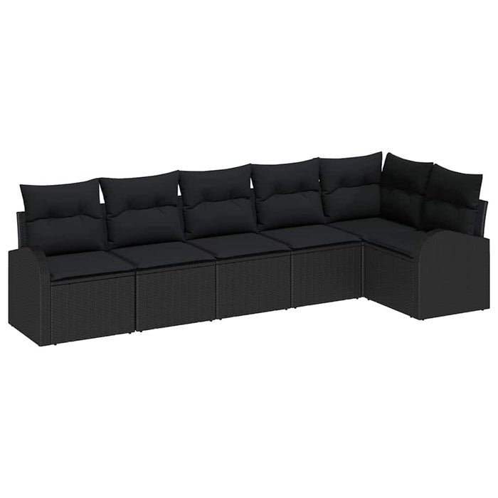 Garden Sofa Set With Cushion 6 Pcs Black Poly Rattan Ttalblt