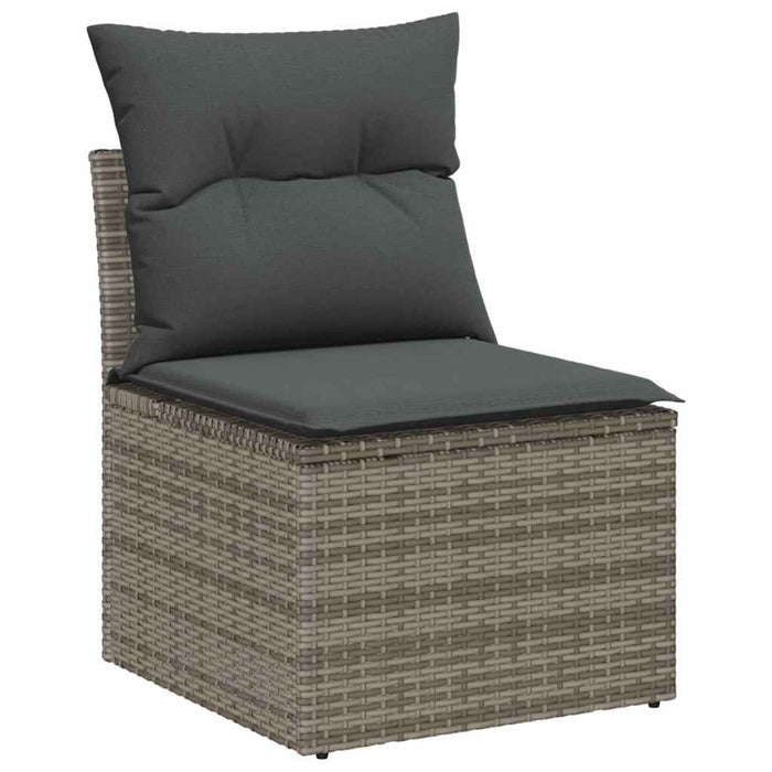 Sofa Set With Cushion 3 Pcs Grey Poly Rattan Ttalpik