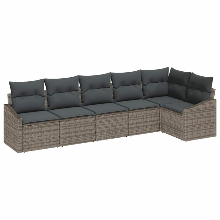 Sofa Set With Cushion 6 Pcs Grey Poly Rattan Ttalitk