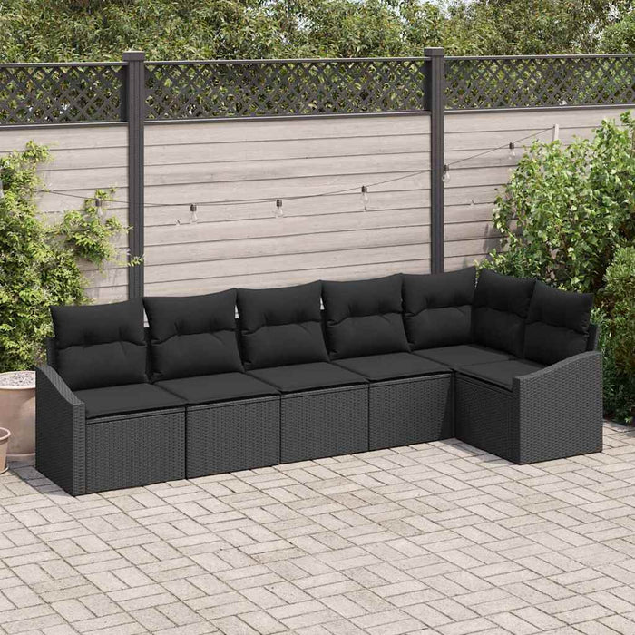Sofa Set With Cushion 6 Pcs Black Poly Rattan Ttaliat