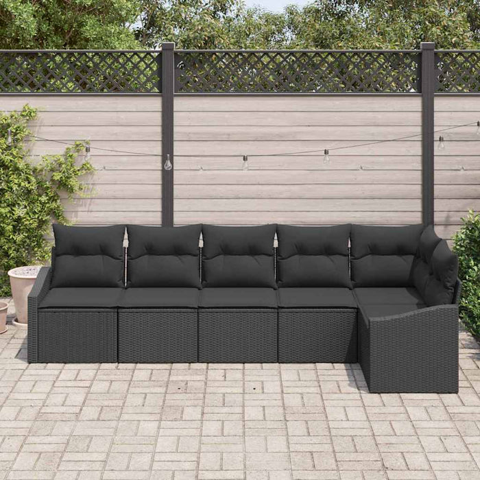 Sofa Set With Cushion 6 Pcs Black Poly Rattan Ttaliat