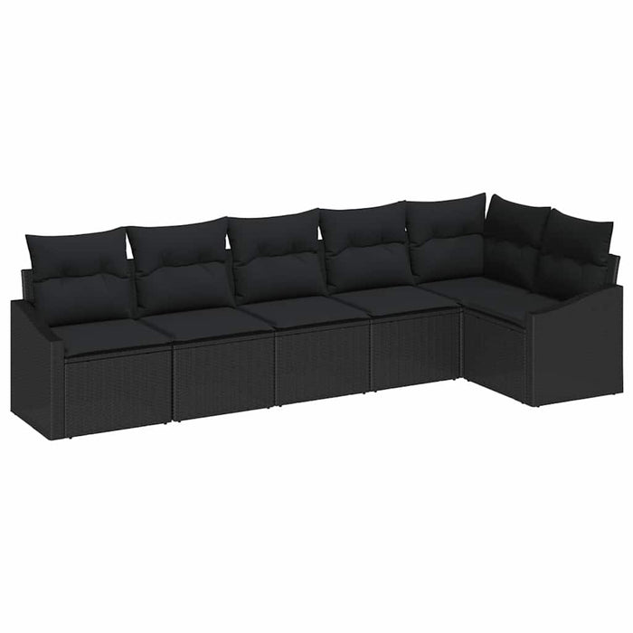 Sofa Set With Cushion 6 Pcs Black Poly Rattan Ttaliat