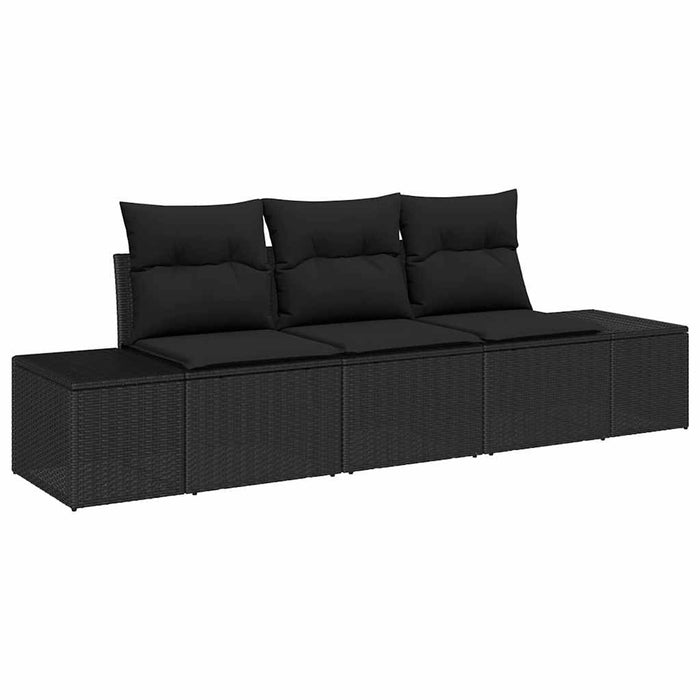 Sofa Set With Cushion 3 Pcs Black Poly Rattan Ttalkxt