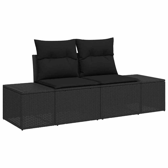Sofa Set With Cushion 3 Pcs Black Poly Rattan Ttalkxt