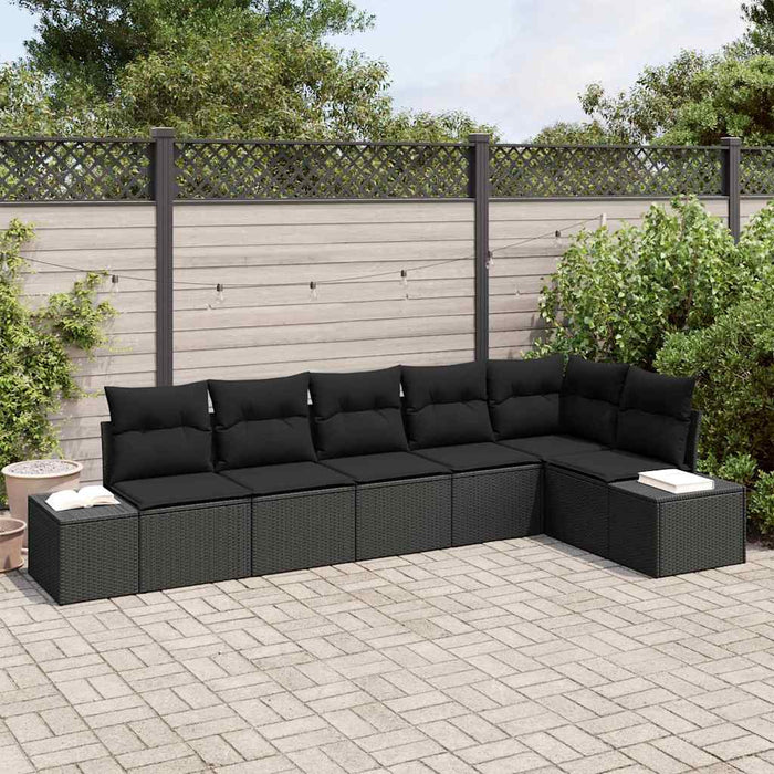 Garden Sofa Set With Cushion 6 Pcs Black Poly Rattan Ttaibnt