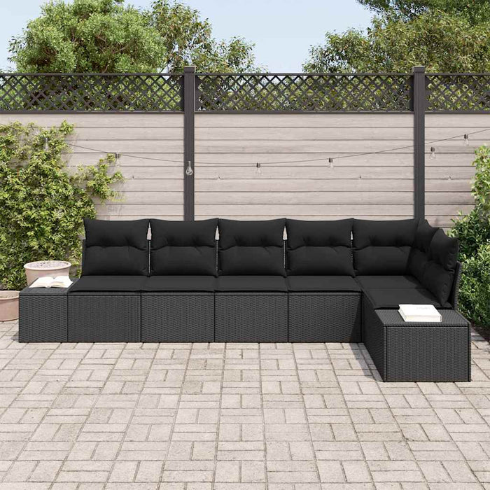 Garden Sofa Set With Cushion 6 Pcs Black Poly Rattan Ttaibnt