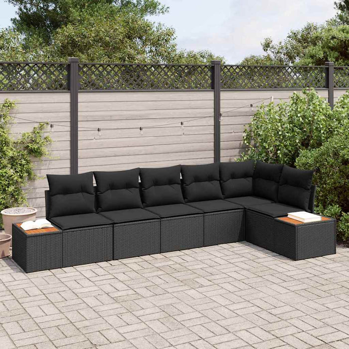Garden Sofa Set With Cushion 6 Pcs Black Poly Rattan Ttanbka