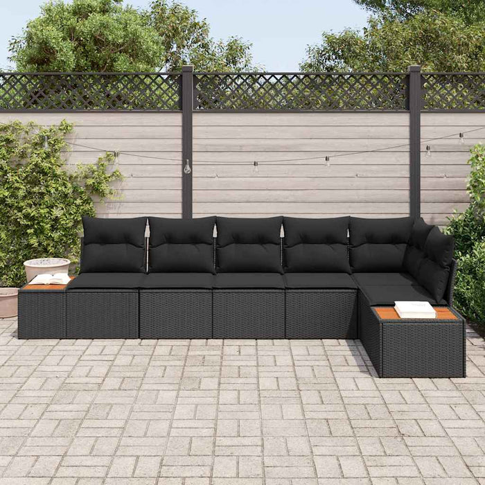 Garden Sofa Set With Cushion 6 Pcs Black Poly Rattan Ttanbka