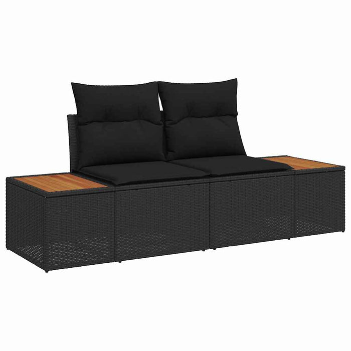 Garden Sofa Set With Cushion 6 Pcs Black Poly Rattan Ttanbka