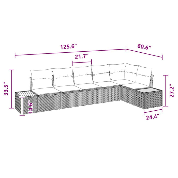 Garden Sofa Set With Cushion 6 Pcs Black Poly Rattan Ttanbka