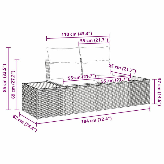 Garden Sofa Set With Cushion 6 Pcs Black Poly Rattan Ttanbka