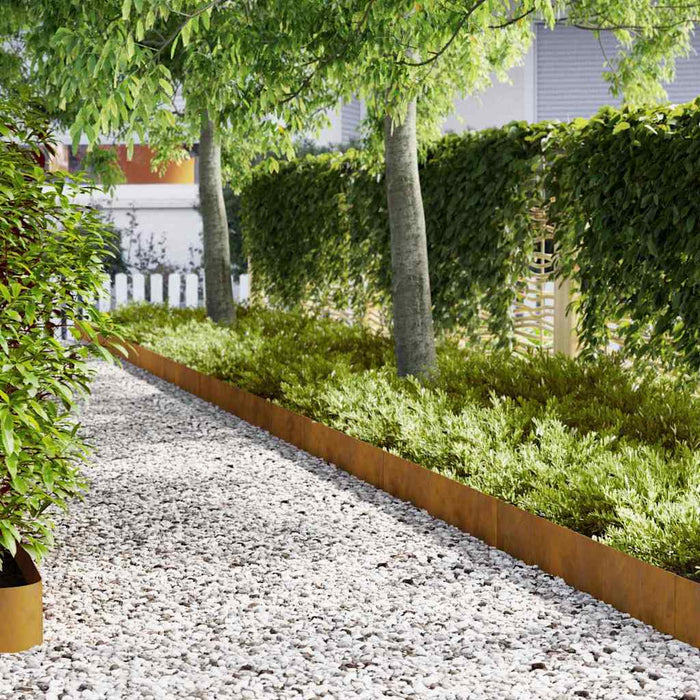 Lawn Edgings 30 Pcs Rusty 103 X 20 Cm Weathering Steel Npnttb