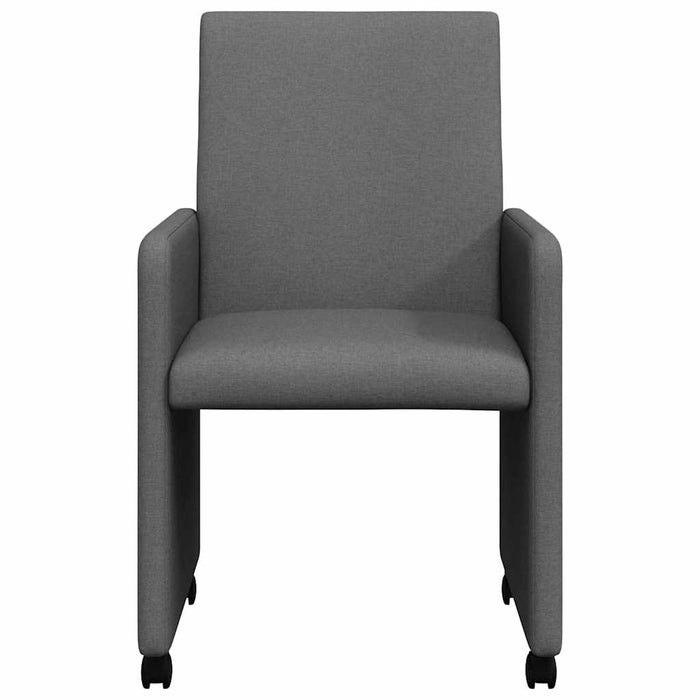Dining Chairs With Wheel 2 Pcs Dark Grey 57 X 66 X 94 Cm Fabric Axboinbn