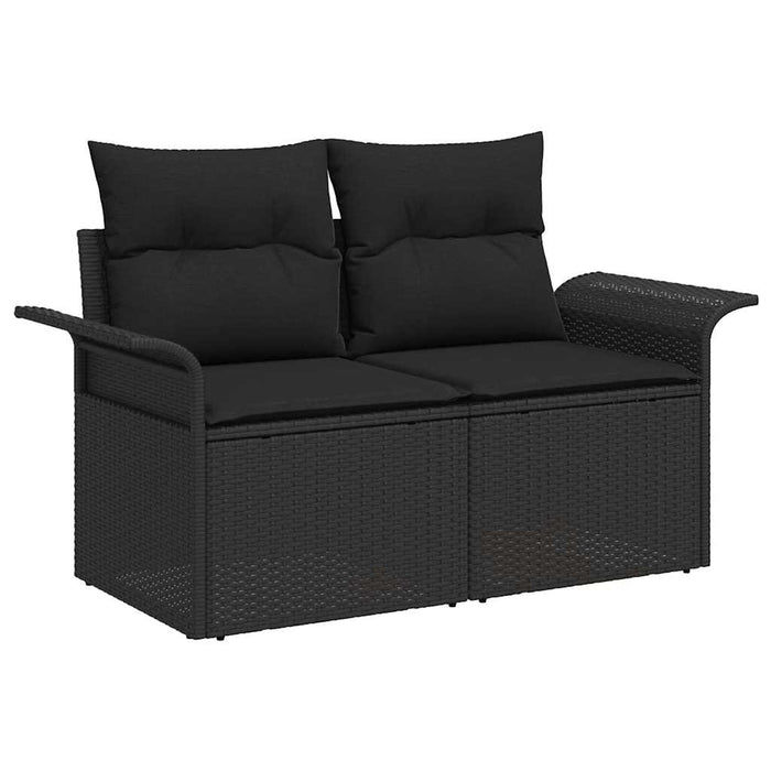 Garden Sofa Set With Cushion 3 Pcs Black Poly Rattan Ttptnkx