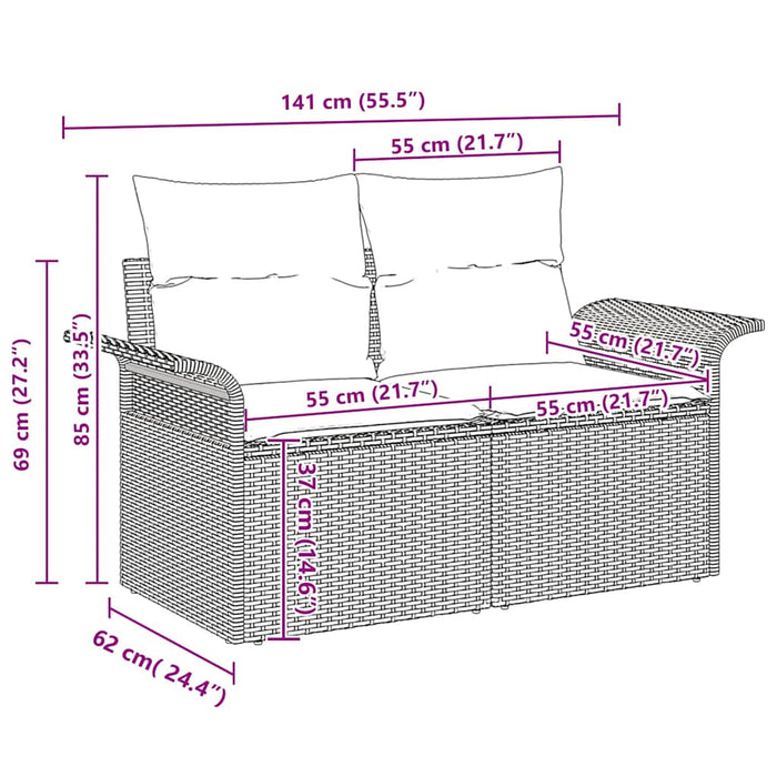 Garden Sofa Set With Cushion 3 Pcs Black Poly Rattan Ttptnkx